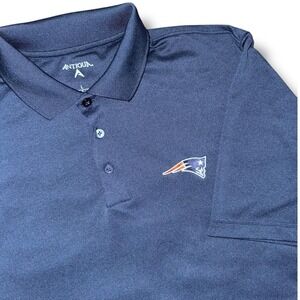Antigua Mens Large Navy Blue New‎ England Patriots Polo Shirt Embroidered Logo
